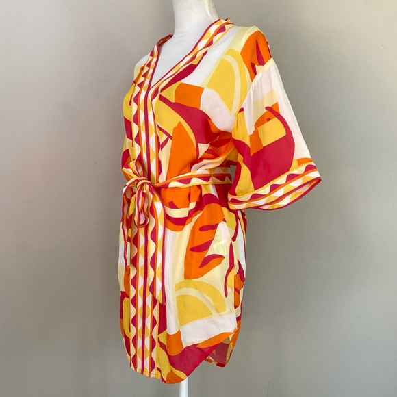REBECCA VALLANCE Sorrento Short Waist-Tie Coverup Kimono Dress Size XS - Picture 10 of 13
